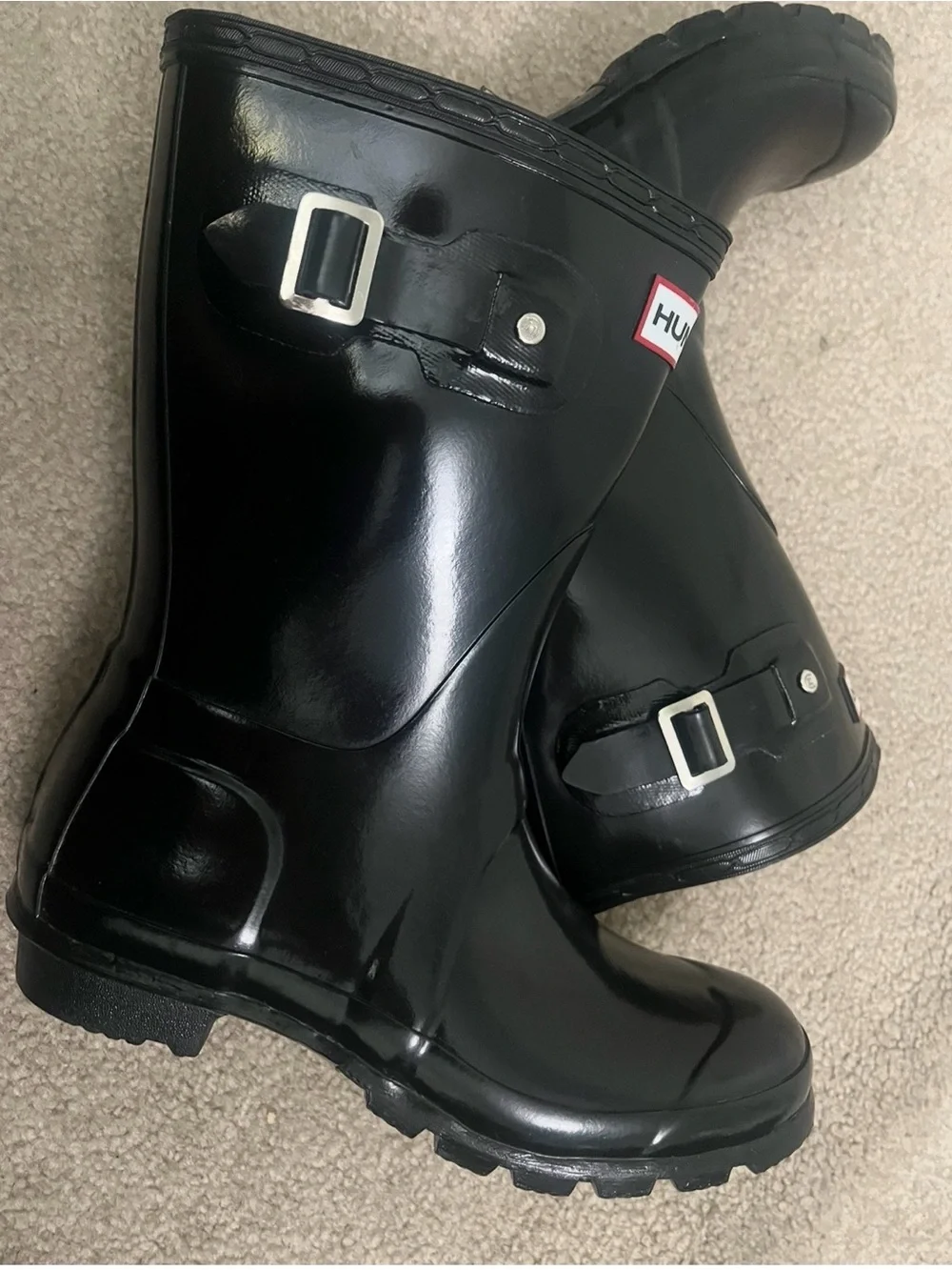 Hunter Original Short Gloss Rain Boots Black Women’s Size 6 Waterproof W23758